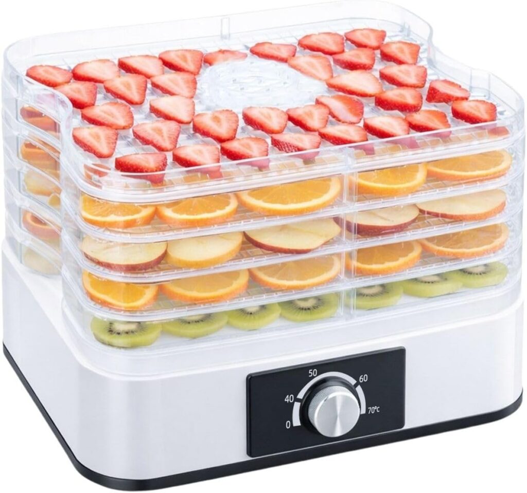 5-Tier Food Dehydrator, Adjustable Trays for Fruit, Meat & Jerky