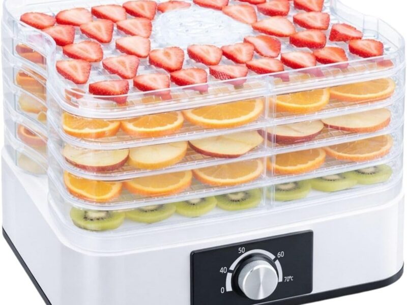 5-Tier Food Dehydrator, Adjustable Trays for Fruit, Meat & Jerky