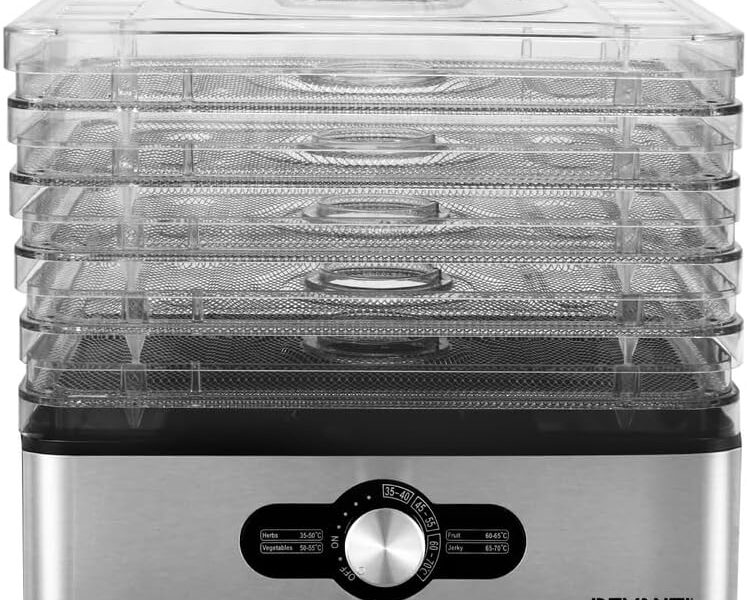 Devanti 5-Tray Stainless Steel Food Dehydrator, 240W Knob Control