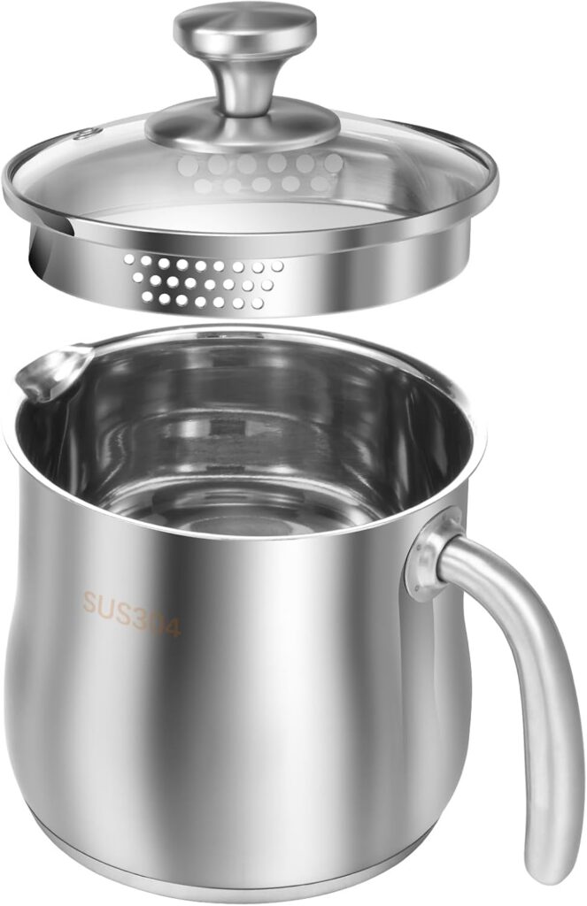 Tri-Ply Stainless Steel Saucepan, 2L with Straining Glass Lid