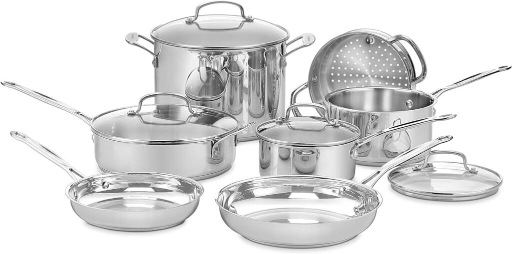 Cuisinart 77-11G Chef’s Classic Stainless Cookware Set, 11-Piece