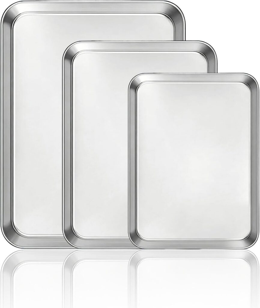 Rectangle Stainless Baking Trays for Roasting, Set of 3