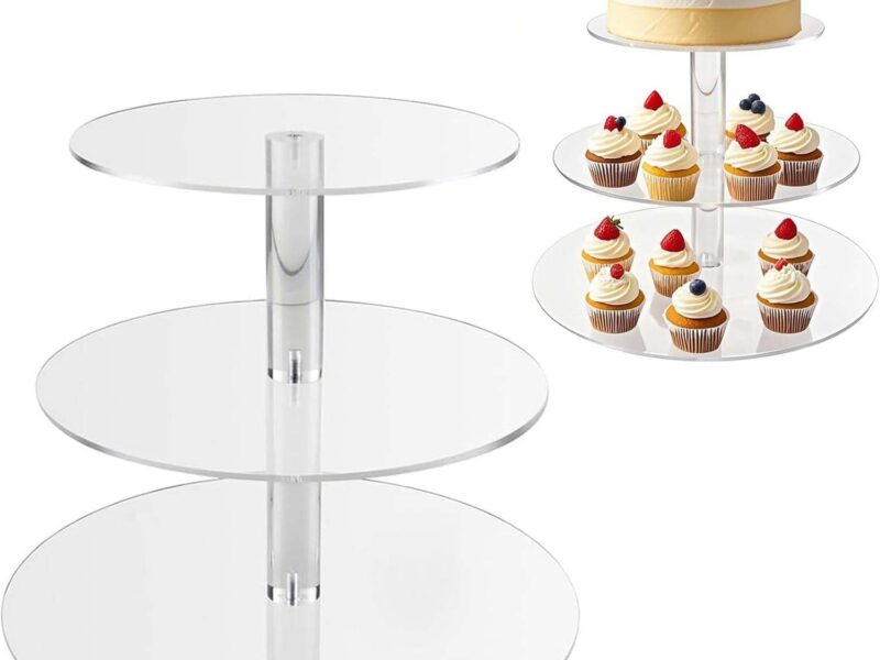 BetterJonny Clear Three-Tier Acrylic Cupcake Tower