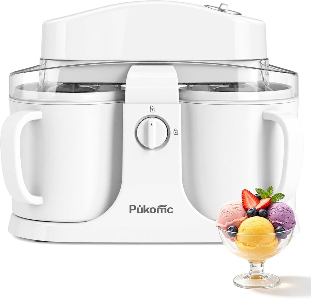 Pukomc Home Swirl Ice Cream Maker, 2 Cups, 0.9 Quart
