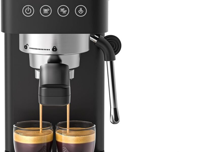 AMZCHEF Compact 20 Bar Cappuccino Machine, 1.5L Tank