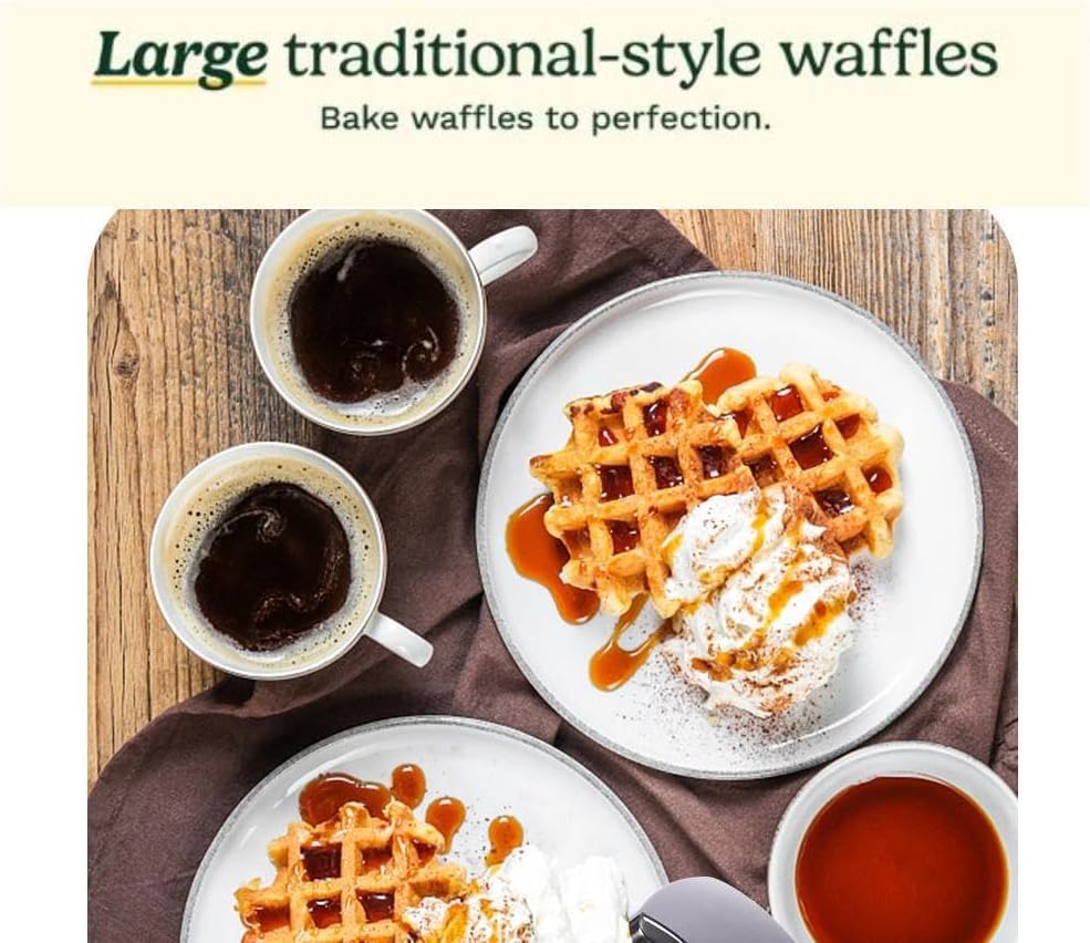 Electric Round Belgian Waffle Maker, 4-Section Grid
