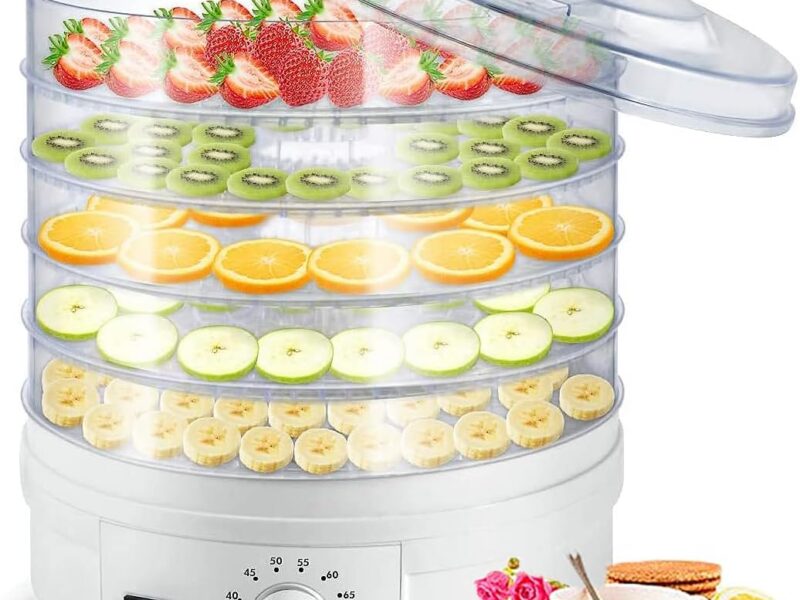 5-Tray Stackable Food Dehydrator, Jerky, Fruit, Herbs & Treats Dryer