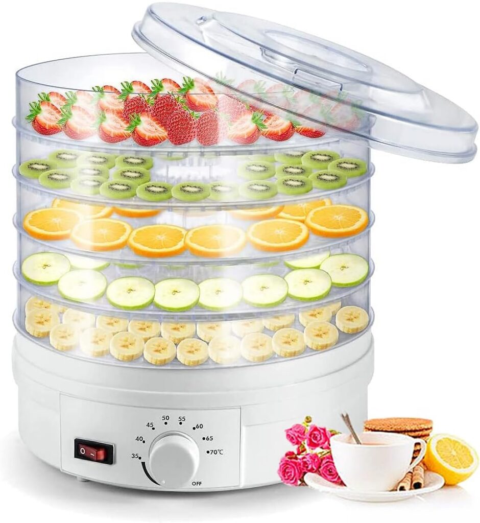 5-Tray Stackable Food Dehydrator, Jerky, Fruit, Herbs & Treats Dryer