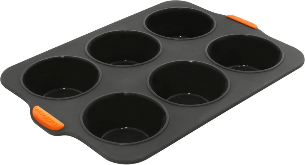 Bakemaster Steel-Framed Silicone Muffin Tray, 6 Large Cups