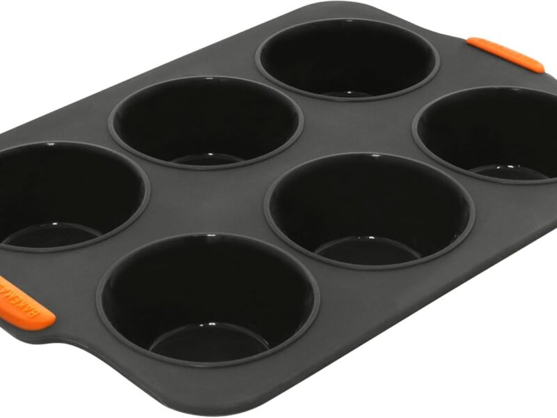 Bakemaster Steel-Framed Silicone Muffin Tray, 6 Large Cups