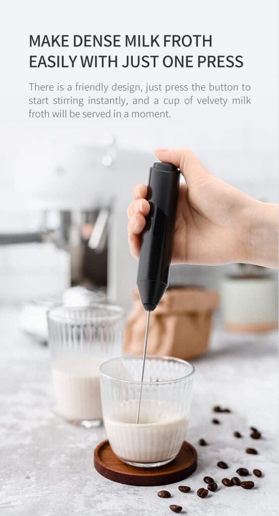 Mini Battery Foam Maker with Stainless Stirrer, Black