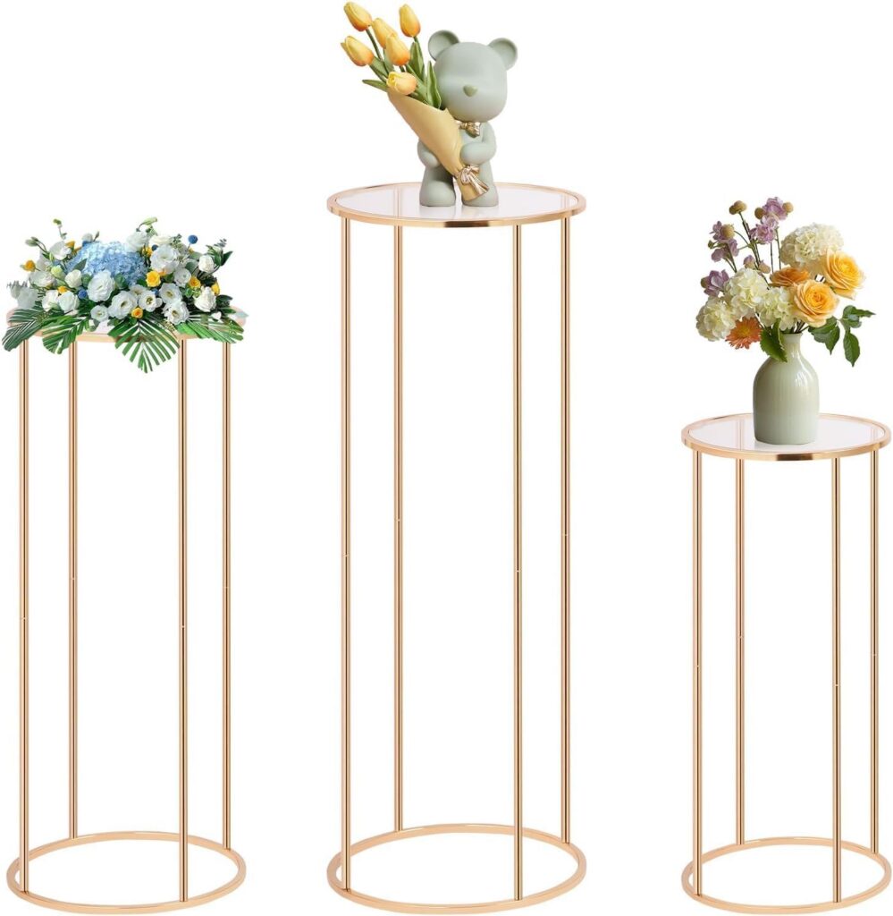 Three-Piece Metal Cylinder Pedestal Set for Parties