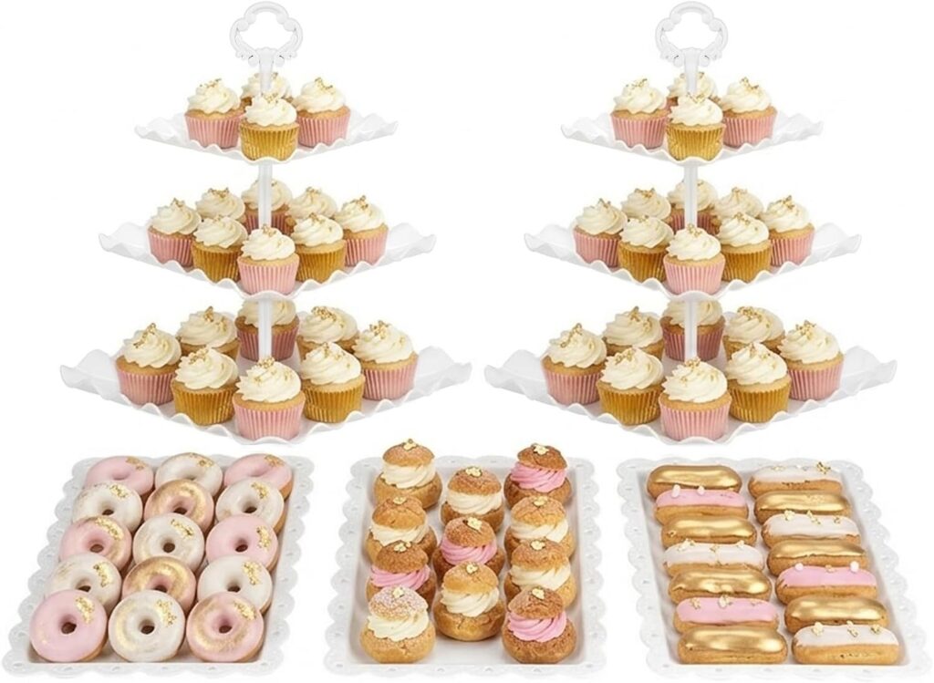 NWK Square Cupcake Stand & Appetizer Tray Set, Five Pieces