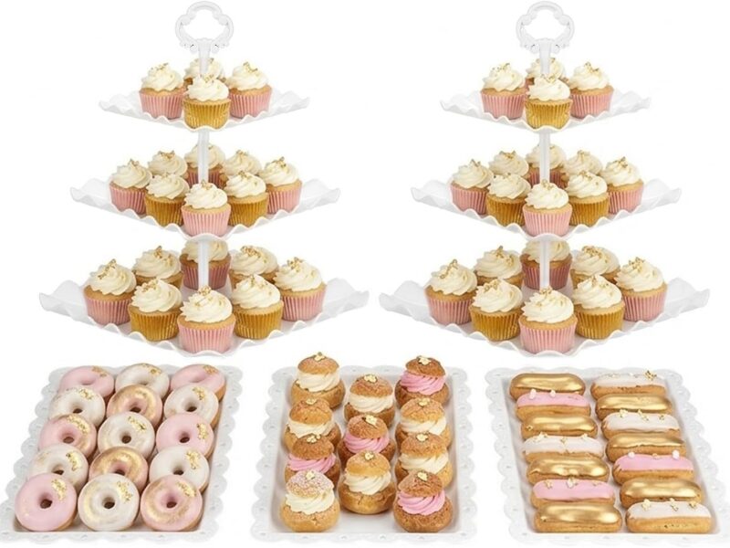 NWK Square Cupcake Stand & Appetizer Tray Set, Five Pieces