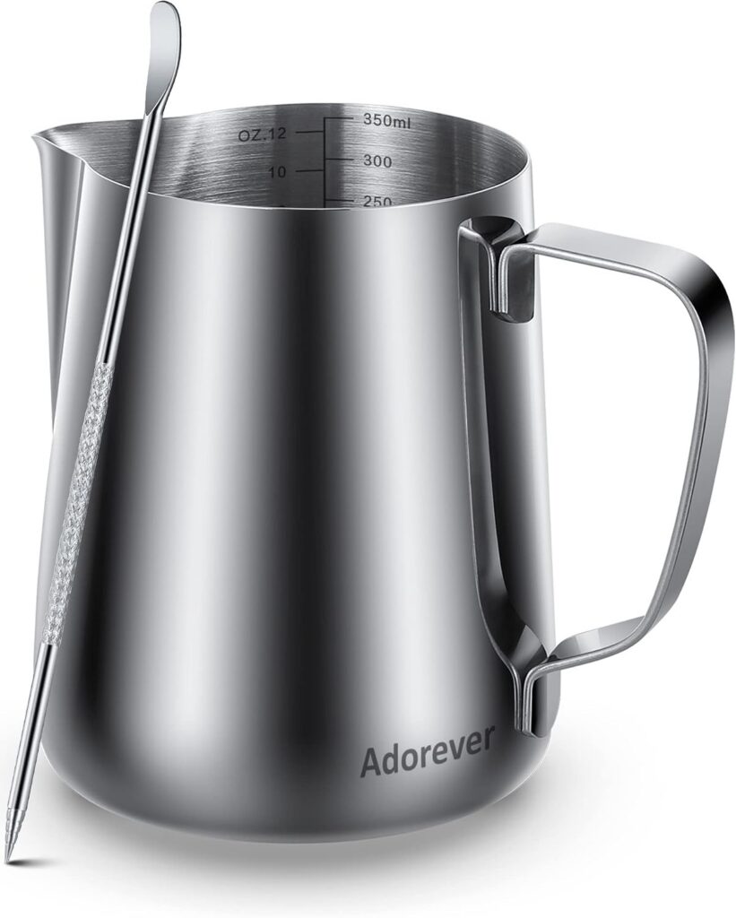 Adorever Stainless Steel Frothing Pitcher with Art Pen