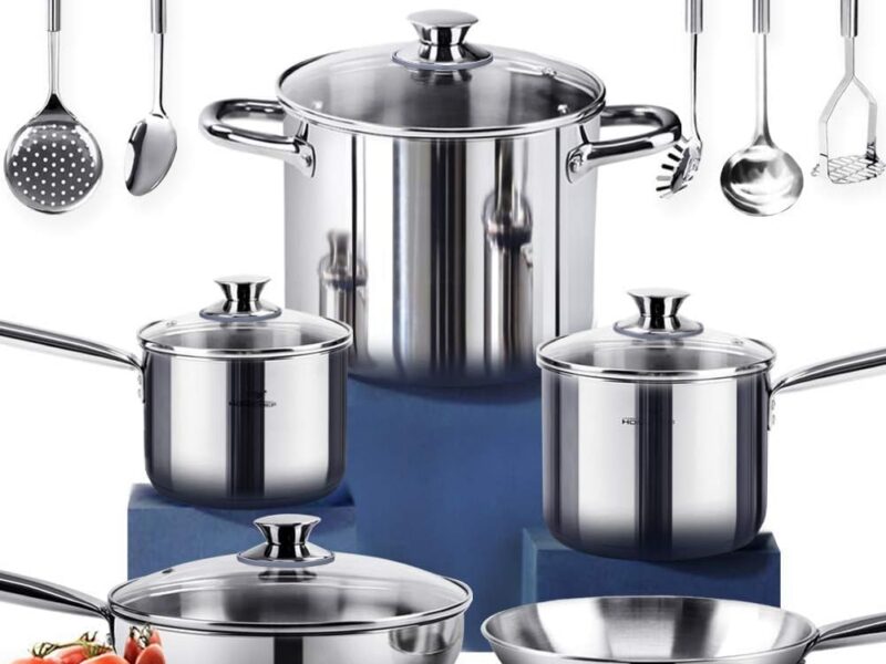 HOMI Chef 14-Piece Nickel Free Stainless Steel Cookware Set