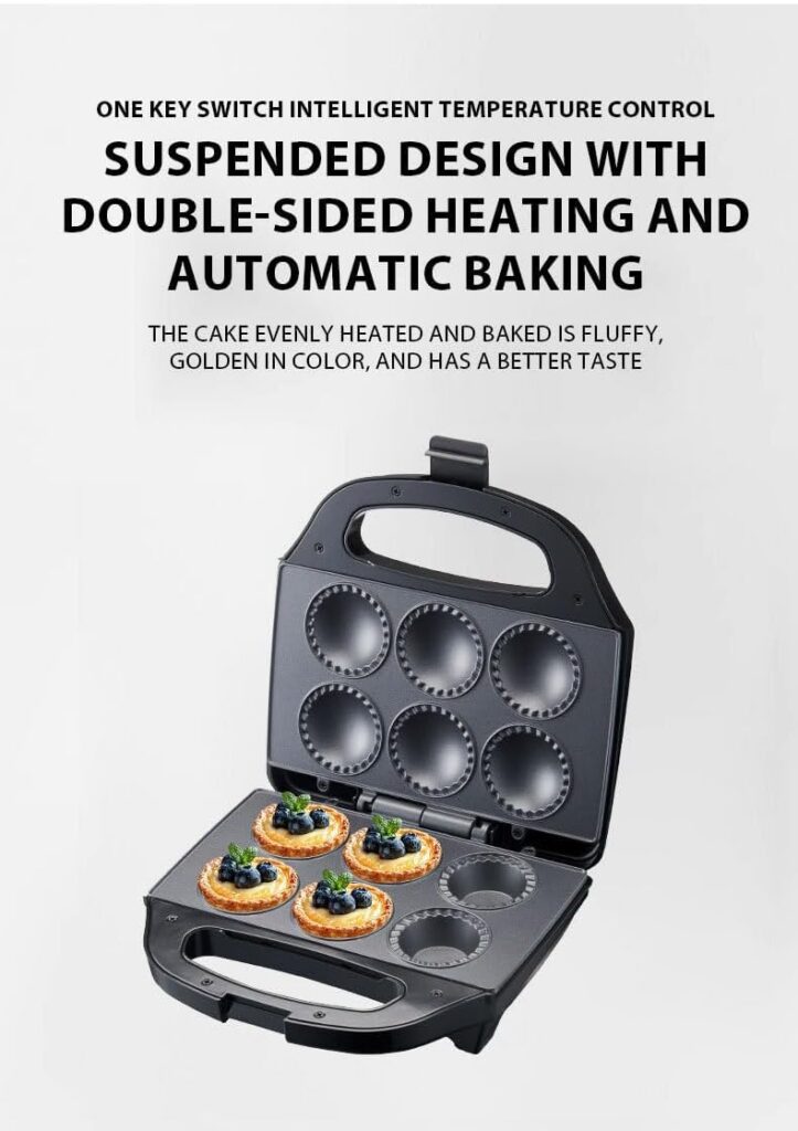 Electric Mini Cake and Pie Maker, 750W Double Heating