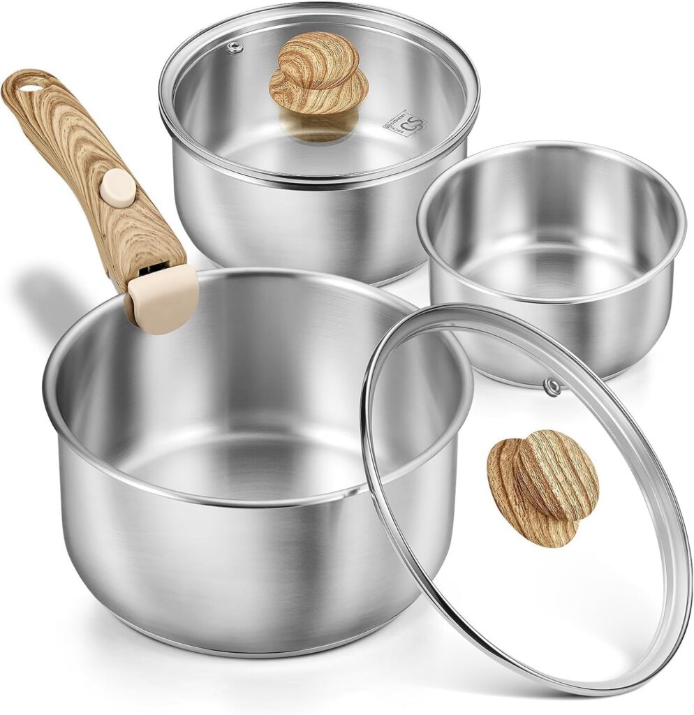 KOCH SYSTEME CS Tri-Ply Stainless Steel Saucepan Set, 17cm, 18cm & 20cm