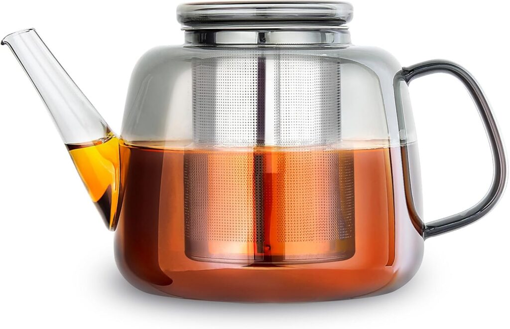 Easyworkz Smoke Grey Glass Tea Pot, Large Infuser