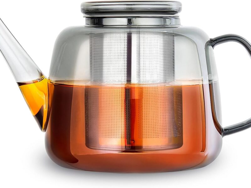 Easyworkz Smoke Grey Glass Tea Pot, Large Infuser