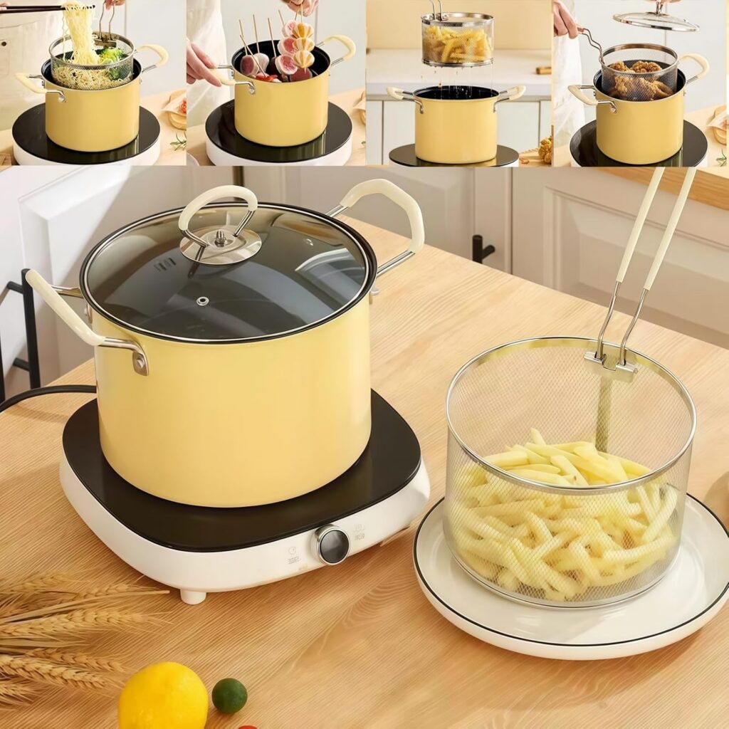 5.2L Stovetop Deep Fryer Pot with Basket and Lid