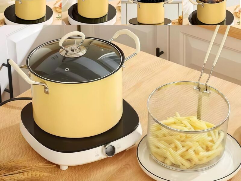 5.2L Stovetop Deep Fryer Pot with Basket and Lid