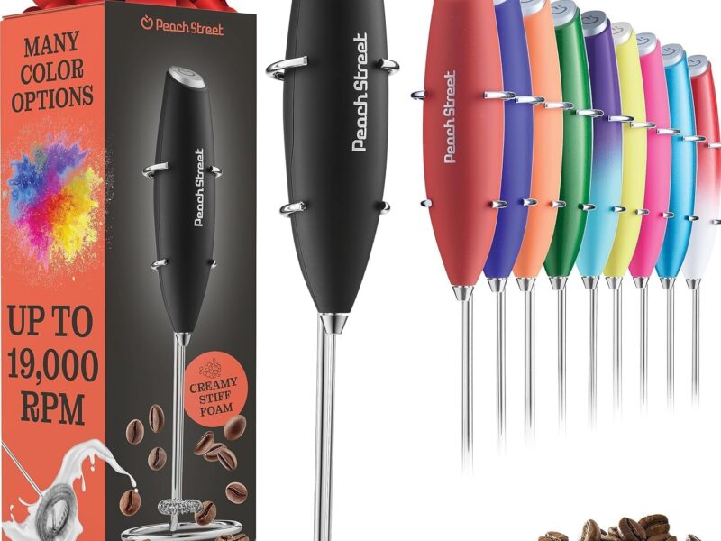 Peach Street Glossy Black Battery Frother
