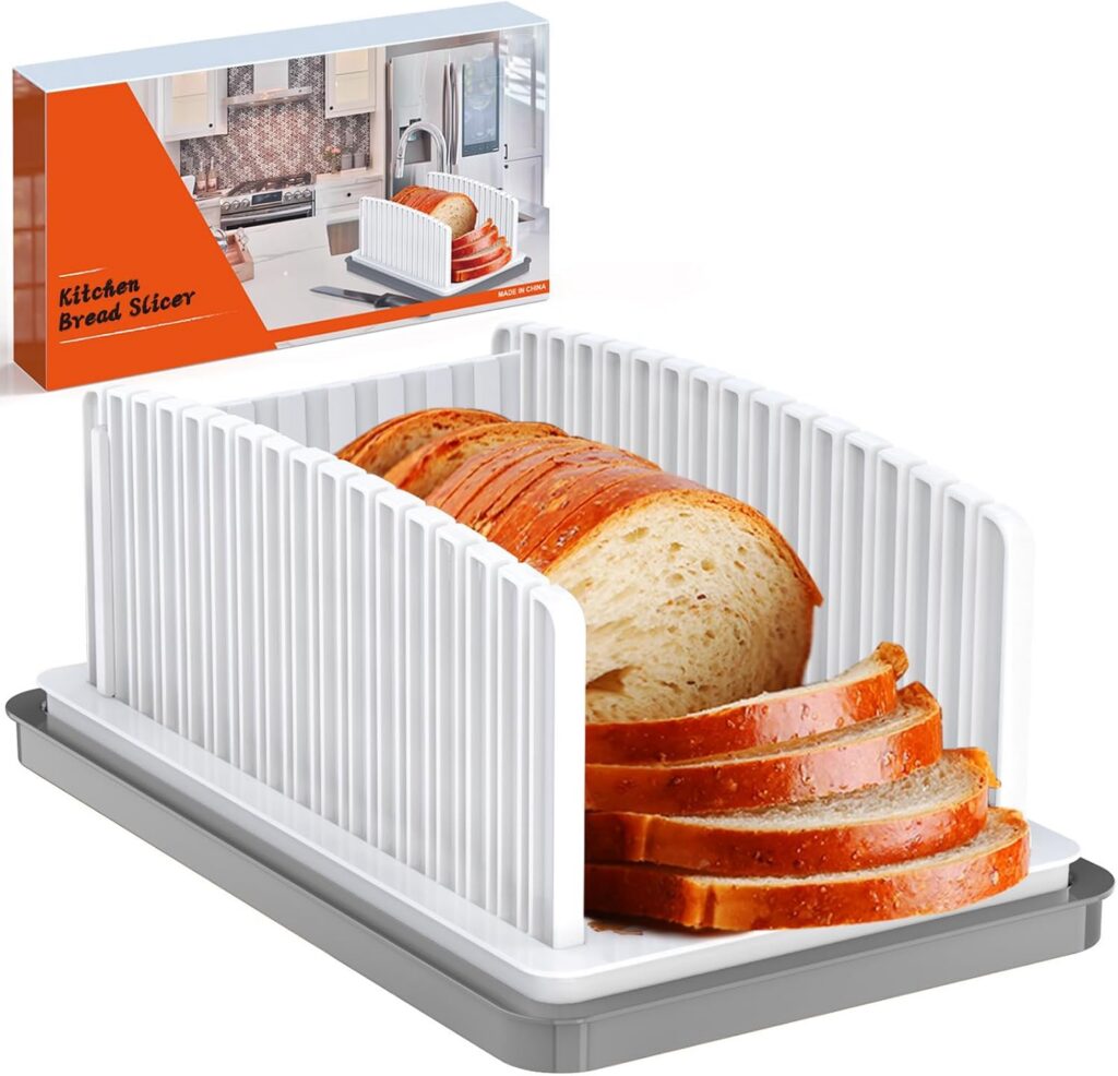 Foldable Adjustable Bread Slicer with Crumb Tray