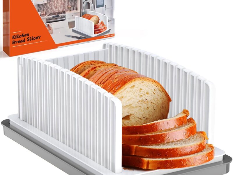 Foldable Adjustable Bread Slicer with Crumb Tray