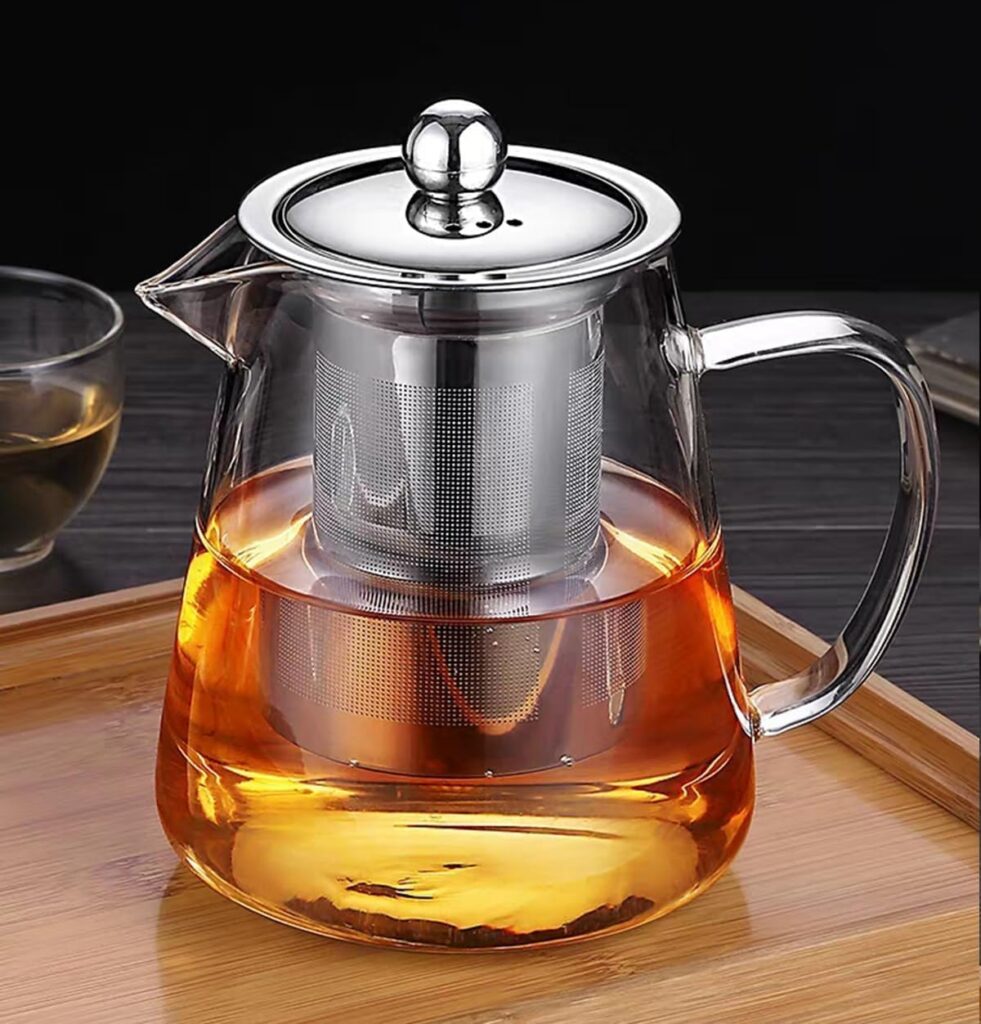 Clear Borosilicate Tea Kettle with Removable Infuser, 950ml