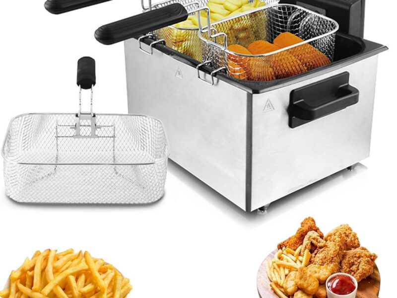 5L Electric Deep Fryer with Lid, 3 Baskets, 2000W