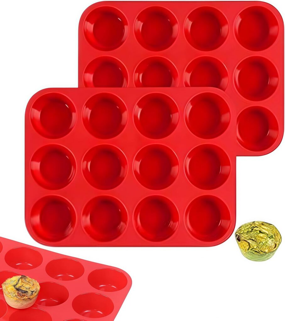 Thick Silicone Cupcake Trays, 12-Cup Pair