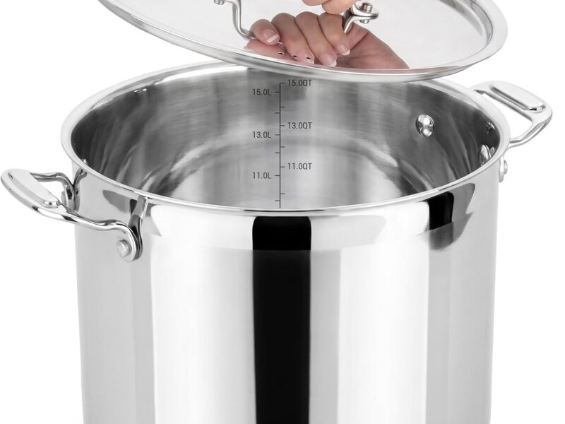 NutriChef Stainless Steel Stock Pot, 14L, Lid