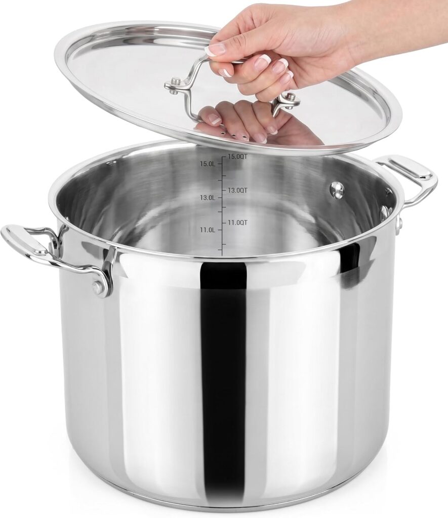 NutriChef Stainless Steel Stock Pot, 14L, Lid
