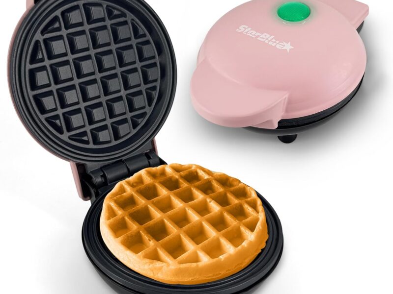 StarBlue Mini Waffle Maker, Pink, 350W