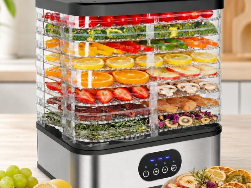 8-Tray BPA-Free Food Dehydrator, Adjustable Temperature & 72H Timer