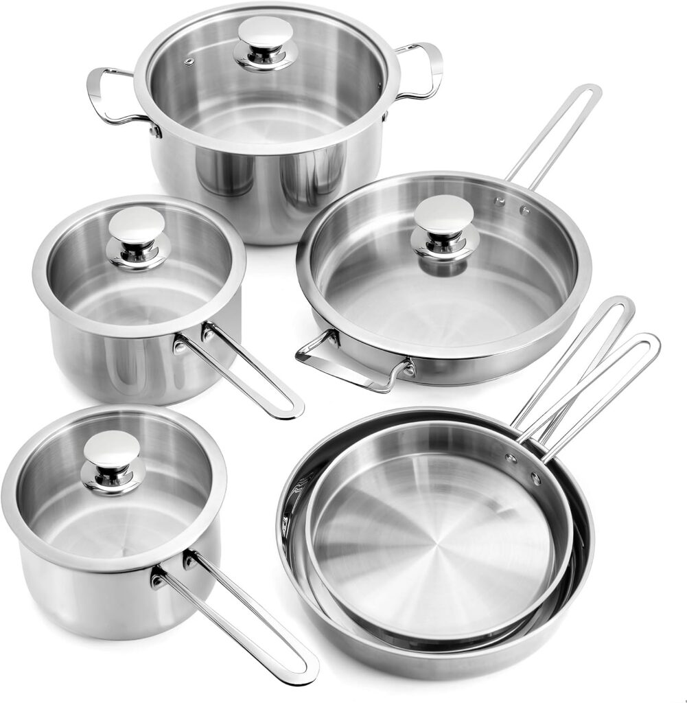 10-Piece Stainless Steel Pots & Pans Cookware Set