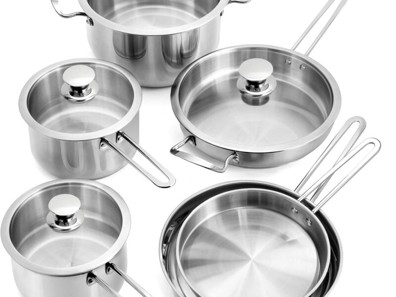 10-Piece Stainless Steel Pots & Pans Cookware Set