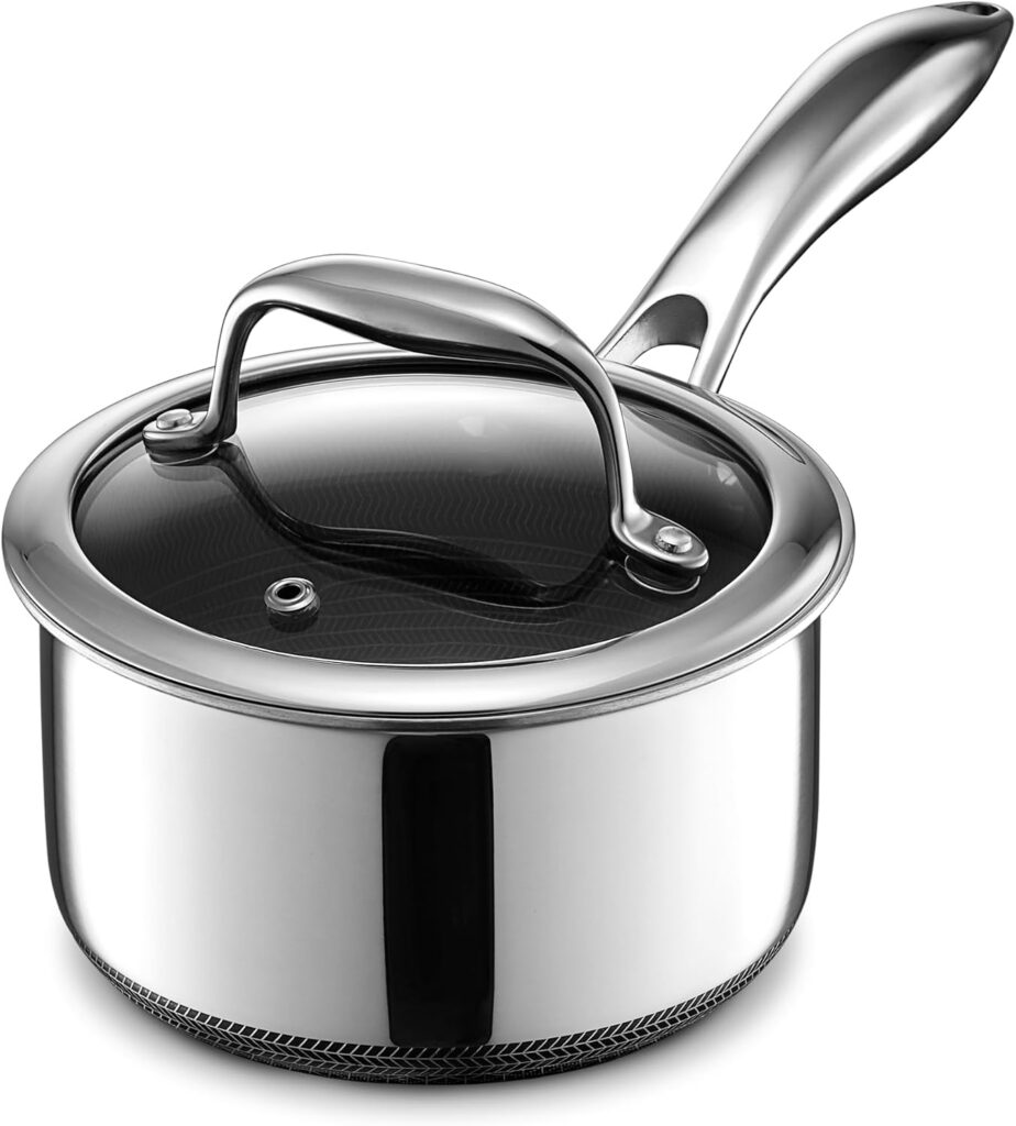 HexClad Hybrid Nonstick Saucepan, 1L with Lid