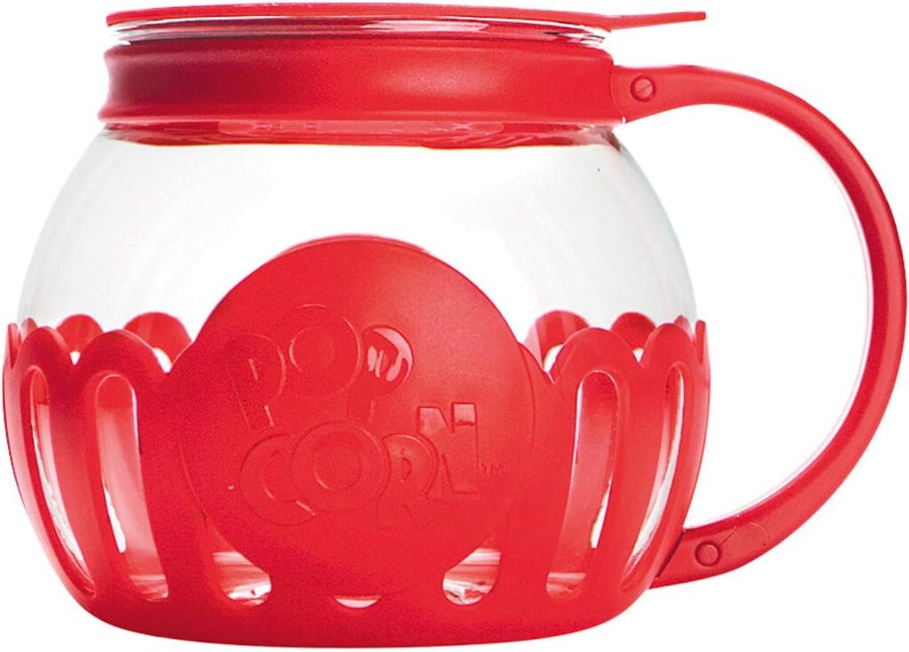 Ecolution Micro-Pop Microwave Popcorn Popper, Butter Melt Lid, 1.5-Quart Red