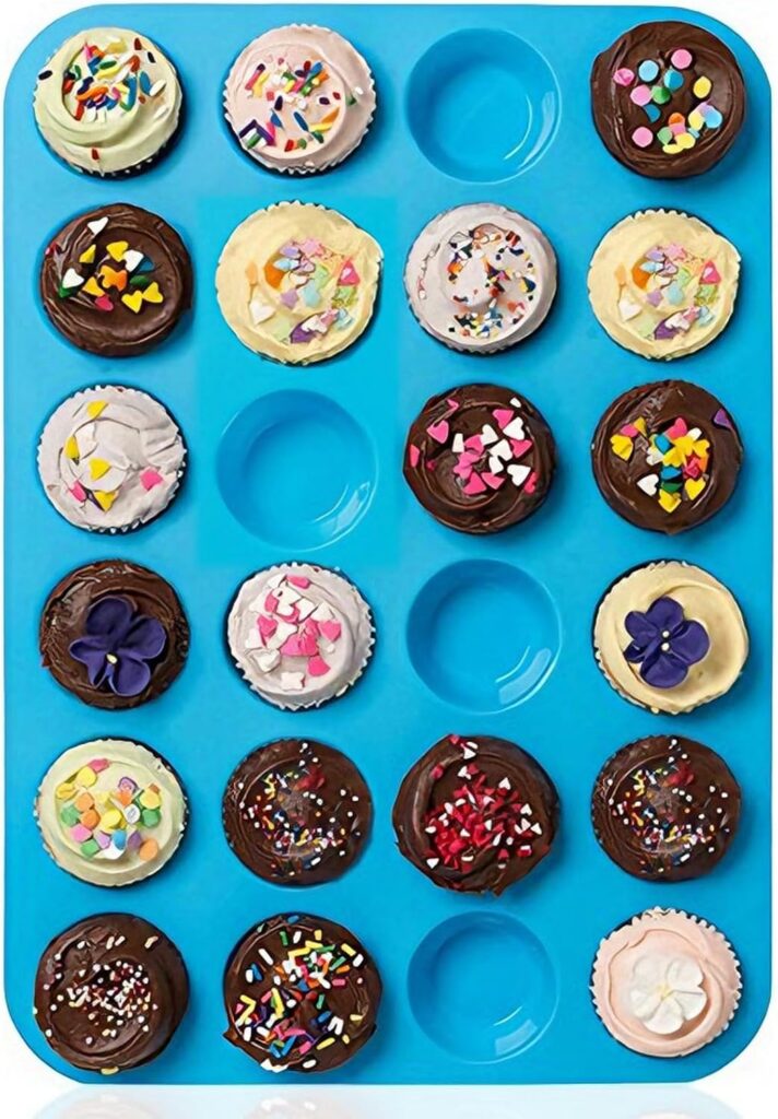 Silicone Mini Muffin Pan for Cupcakes, 24 Cup