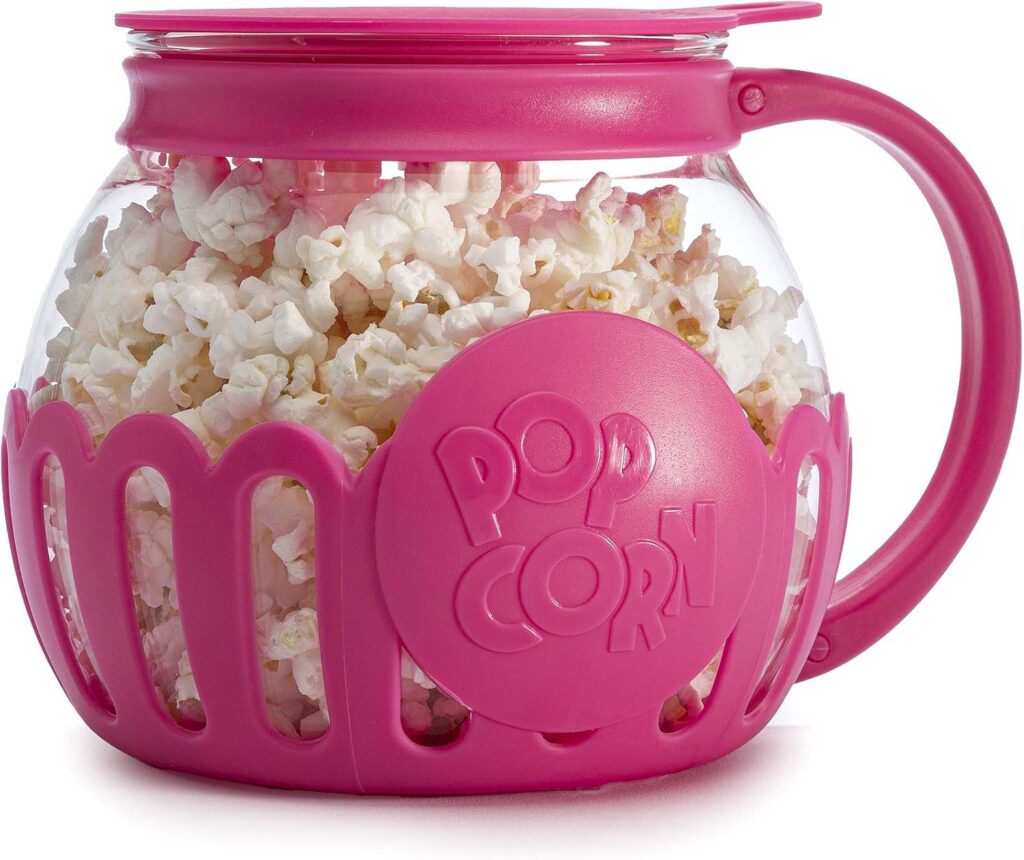 Ecolution Micro-Pop Microwave Popcorn Popper, Butter Melt Lid, 1.5-Quart Pink