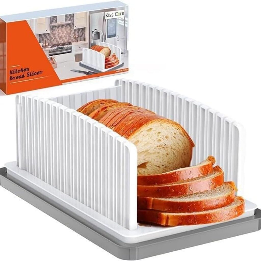 Foldable Adjustable Bread Slicer with Crumb Tray