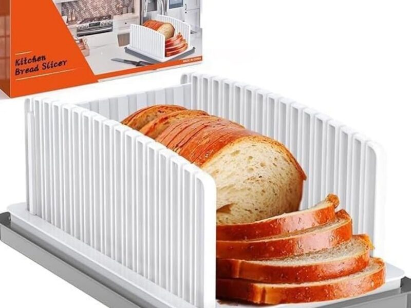 Foldable Adjustable Bread Slicer with Crumb Tray