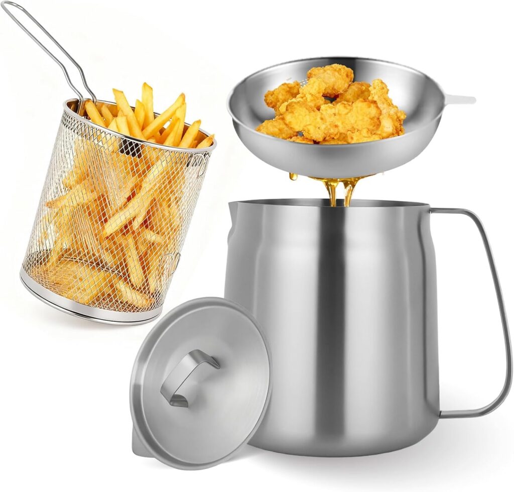 3.5L Stainless Steel Oil Filter Pot with Fryer Basket