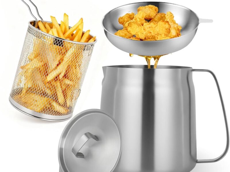 3.5L Stainless Steel Oil Filter Pot with Fryer Basket