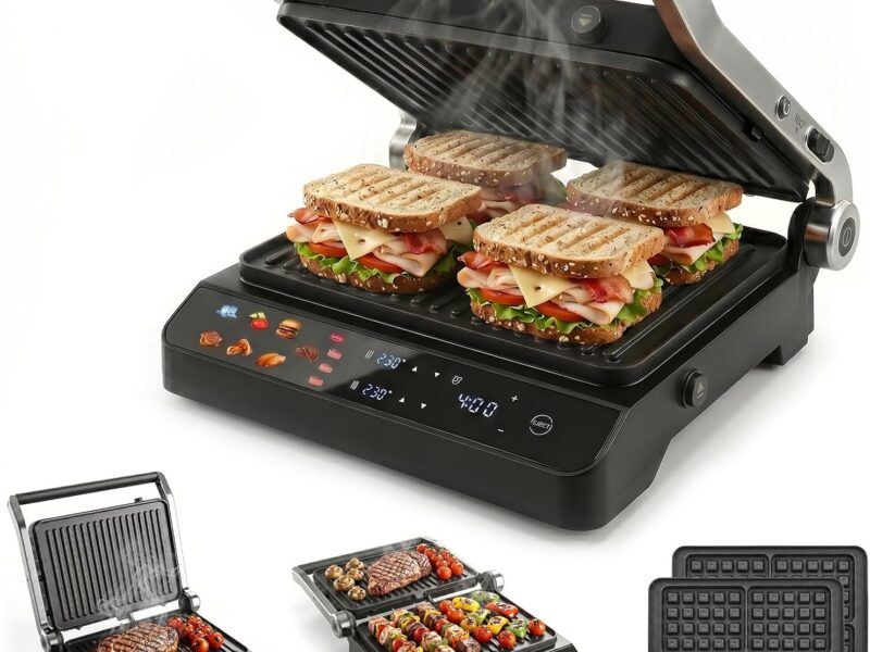YOPOWER Electric Grill Sandwich and Waffle Maker