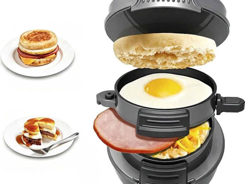 Multifunctional Breakfast Sandwich Maker, Burger Maker & Electric Round Griddle