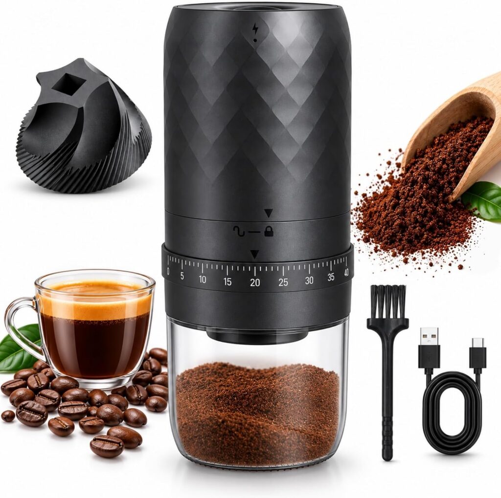 FJNATINH 40 Setting Portable Electric Coffee Grinder