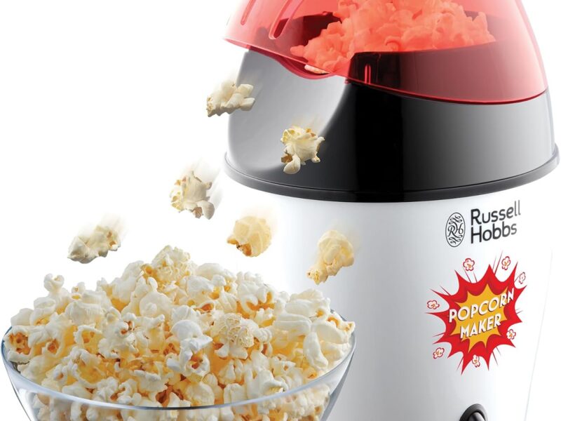 Russell Hobbs Fiesta 24630-56 Hot Air Popcorn Machine, Oil-Free, 1290W White/Black